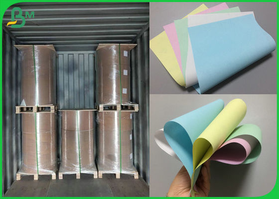 3 parti dell'ncr di carta da stampa senza carbonio con colore verde rosa blu-chiaro