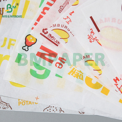 38 gm Hamburger a prova di grasso Imballaggio di qualità alimentare Carta cerosa stampabile