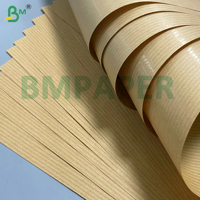 60gm Brown Striped Kraft Gift Wrap Finitura lucida unilaterale Durabilità superiore Alta resistenza