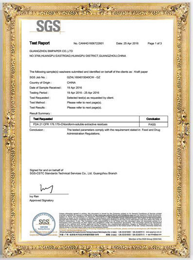 Porcellana GUANGZHOU BMPAPER CO.,LTD Certificazioni